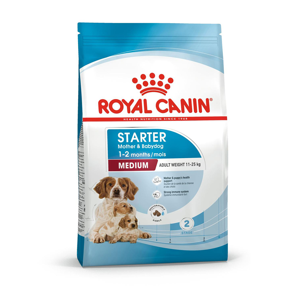 Royal Canin Medium Starter Mother and Babydog (4kg) - for medium dogs - Adult weight between 11 and 25 KG. Mother during gestation and lactation - weaning puppies up to 2 months
