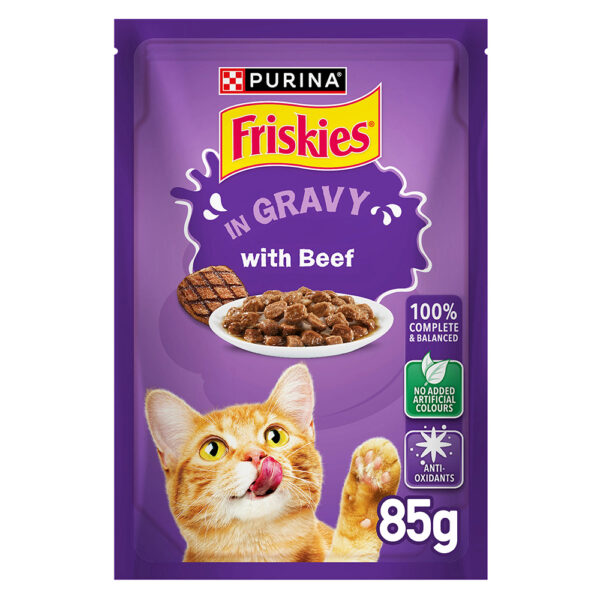 PURINA Friskies ® Beef Chunks in Gravy Wet Cat Food Pouch 85 gm