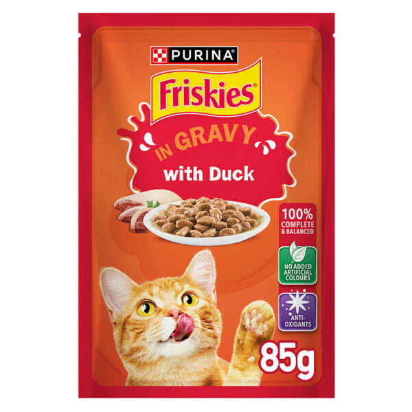 PURINA Friskies ® Duck Chunks in Gravy Wet Cat Food Pouch 85 gm