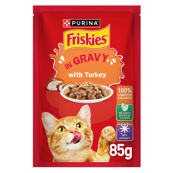 PURINA Friskies ® TURKEY Chunks in Gravy Wet Cat Food Pouch 85 gm