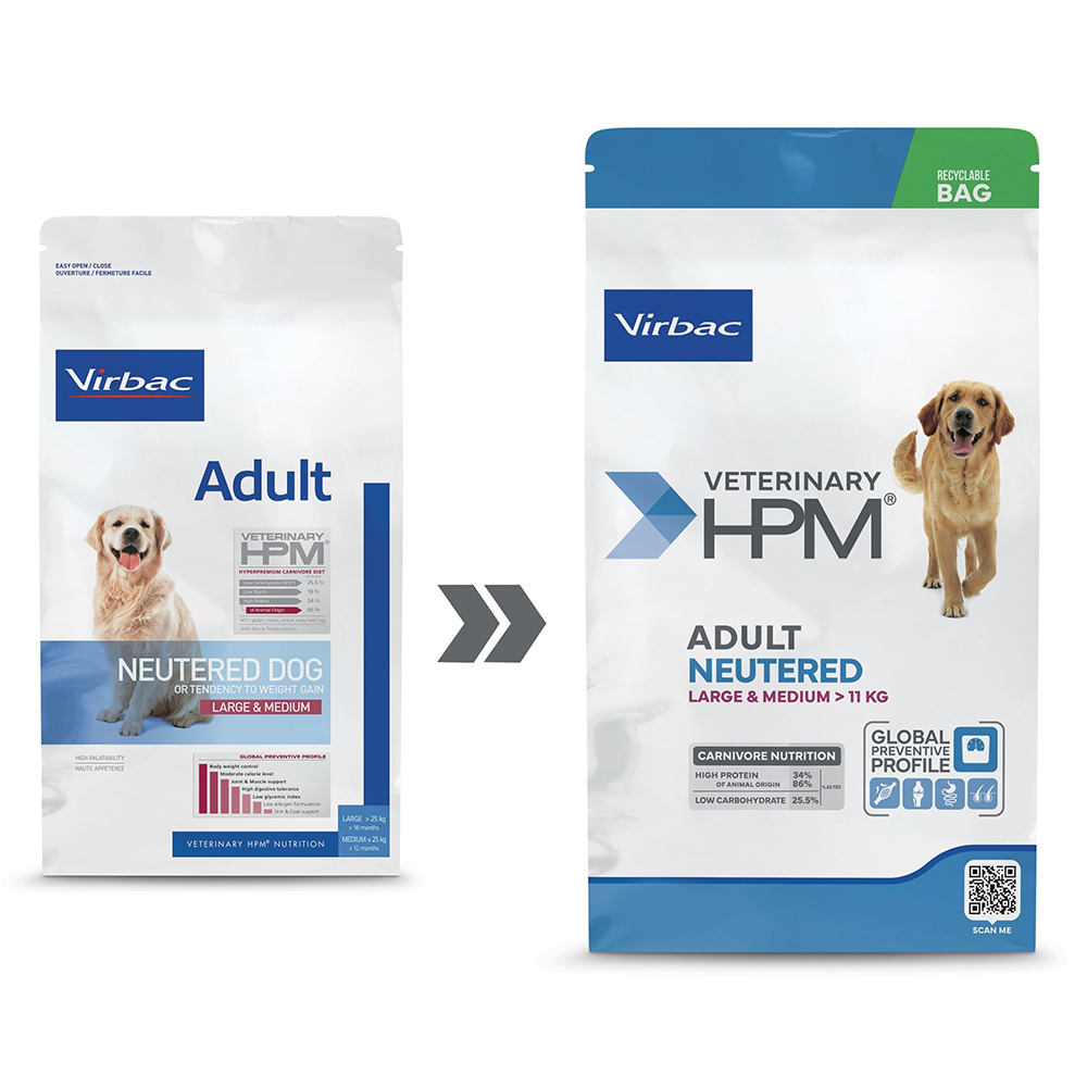 VIRBAC Adult Neutered Large & Medium - Dog Food for Medium & Large Breeds 3 KG