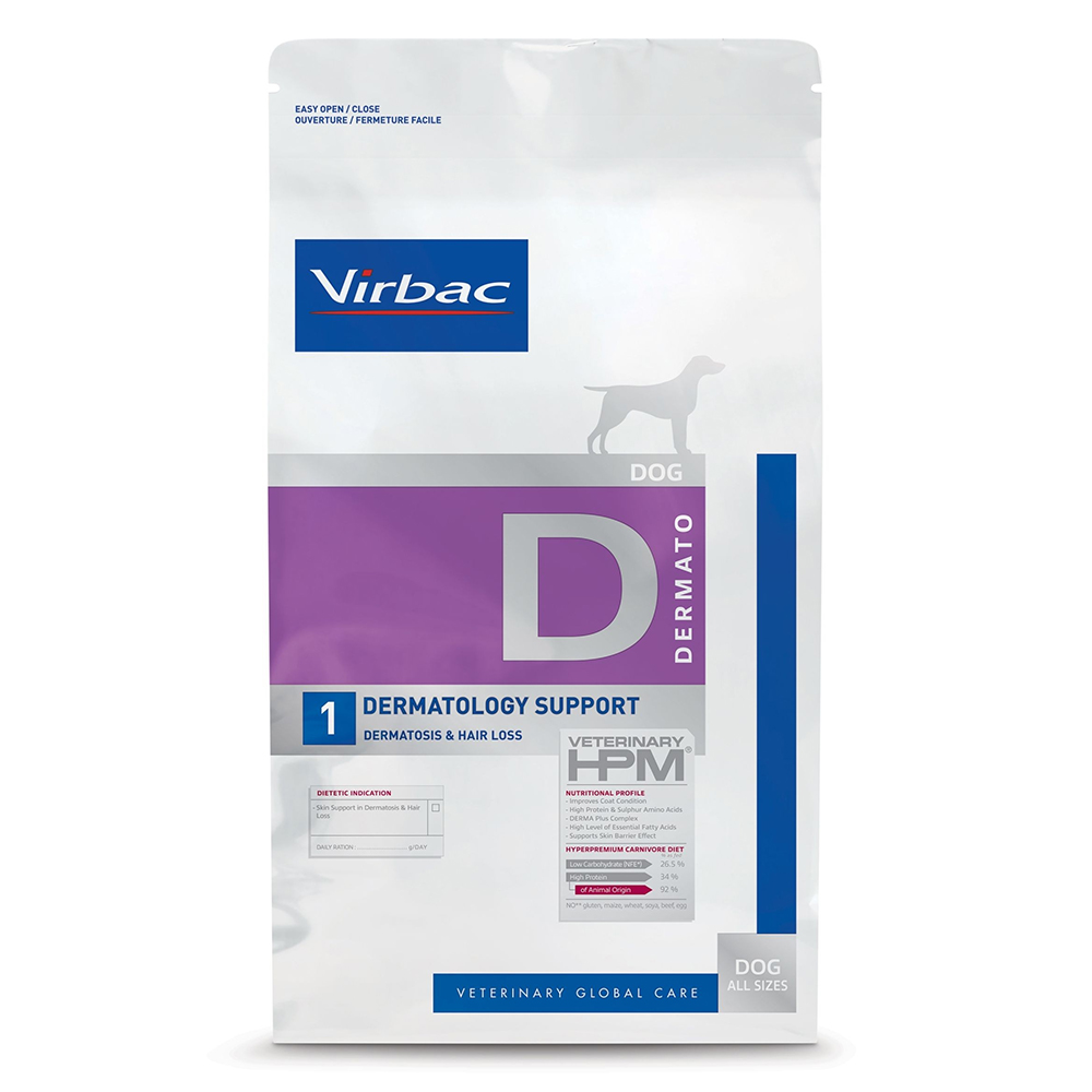 VIRBAC Dermatology Support Dog Food D1 – Skin & Coat Health 3 Kg