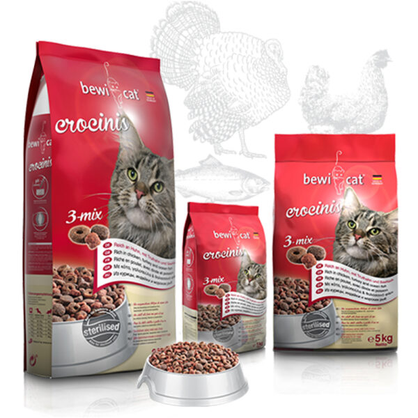 BEWI CAT® STERILISED Dry Food Adult Crocinis 3-Mix