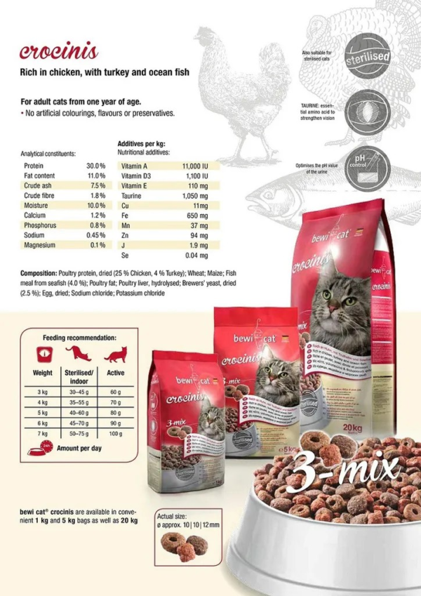 BEWI CAT® STERILISED Dry Food Adult Crocinis 3-Mix
