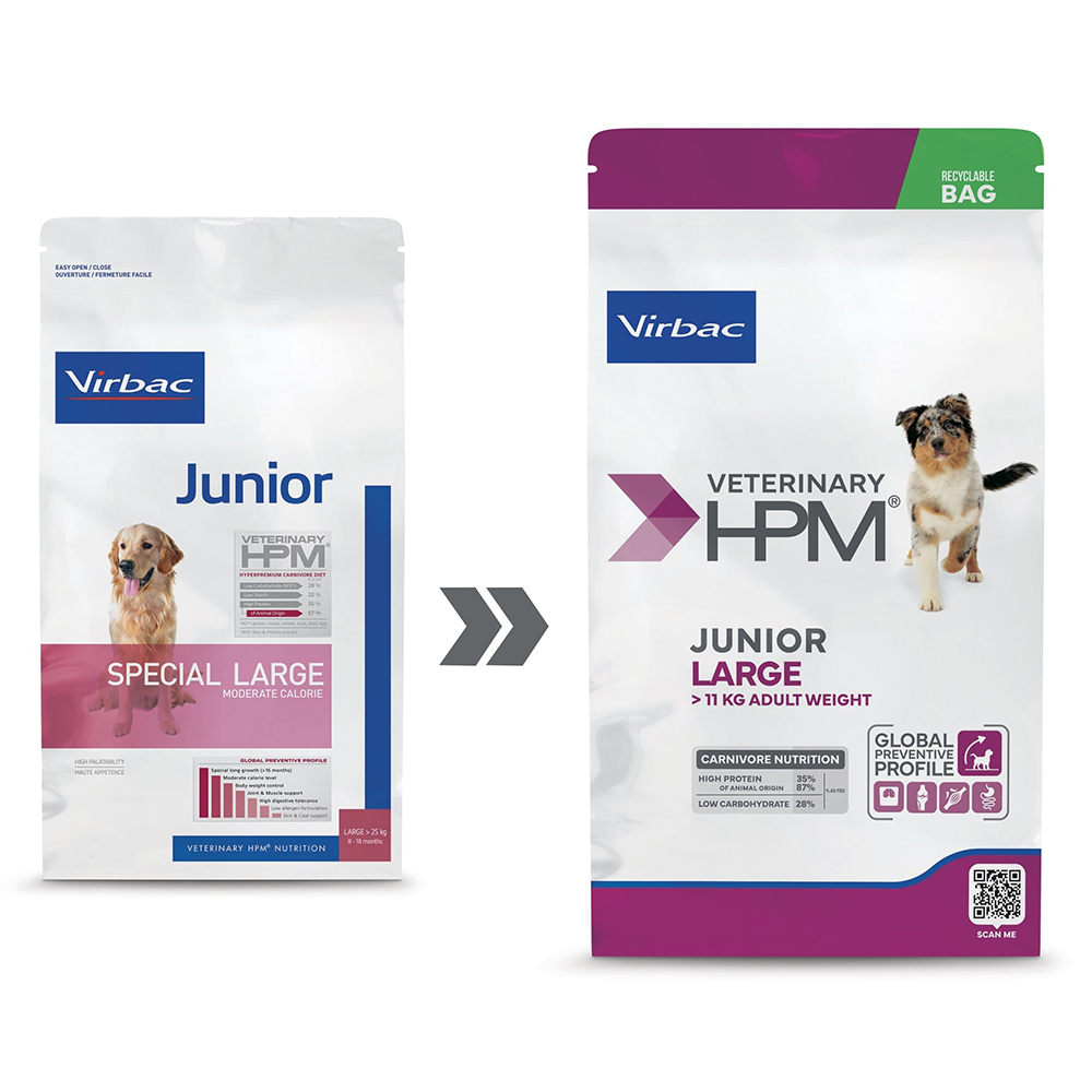 VIRBAC Junior Large - Dry Dog Food For Large Breeds 3 KG