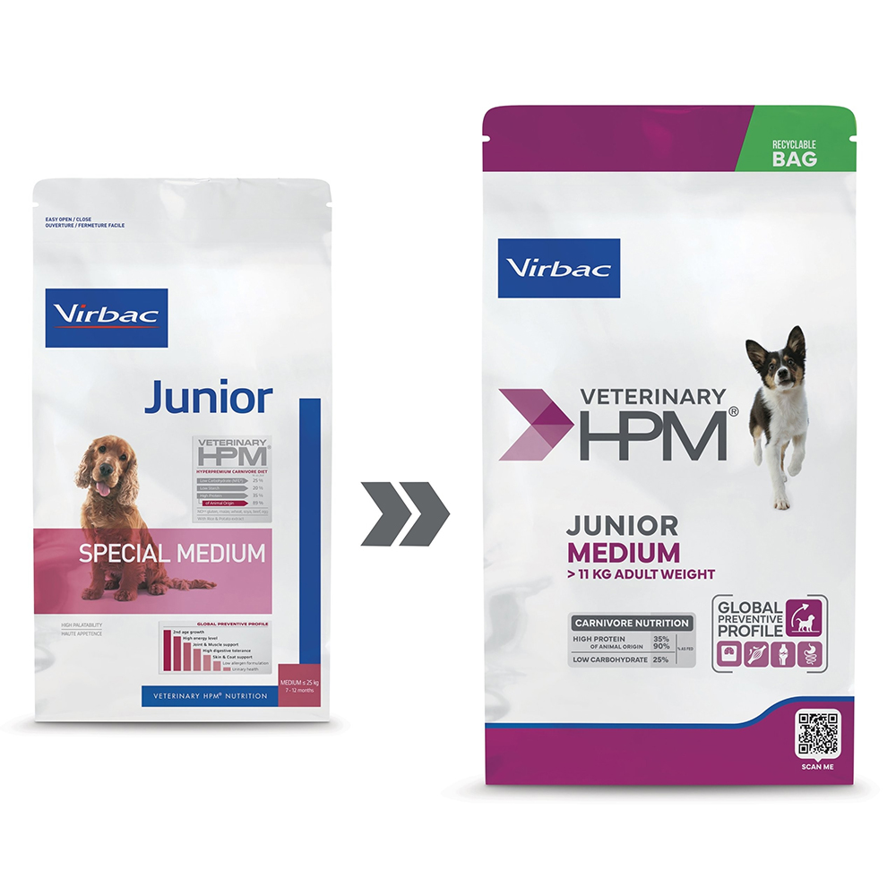 VIRBAC Junior Medium - Dry Dog Food For Medium Breeds 3 Kg