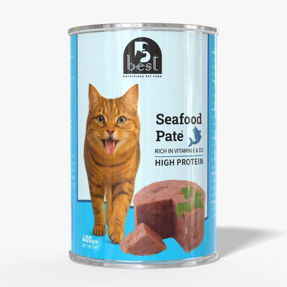 B Best wet food for Adult Cat with Seafood Pate 400 gm