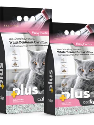 Catfun Plus White Bentonite Clumping Cat Litter Baby Powder Scented