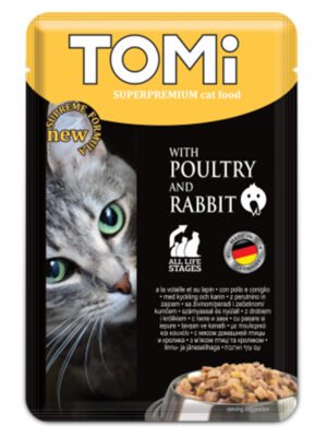 TOMi Super Premium Cat Wet Food for cats poultry and rabbit pouch 100 gm