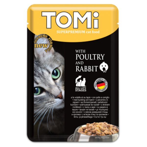 TOMi Super Premium Cat Wet Food for cats poultry and rabbit pouch 100 gm