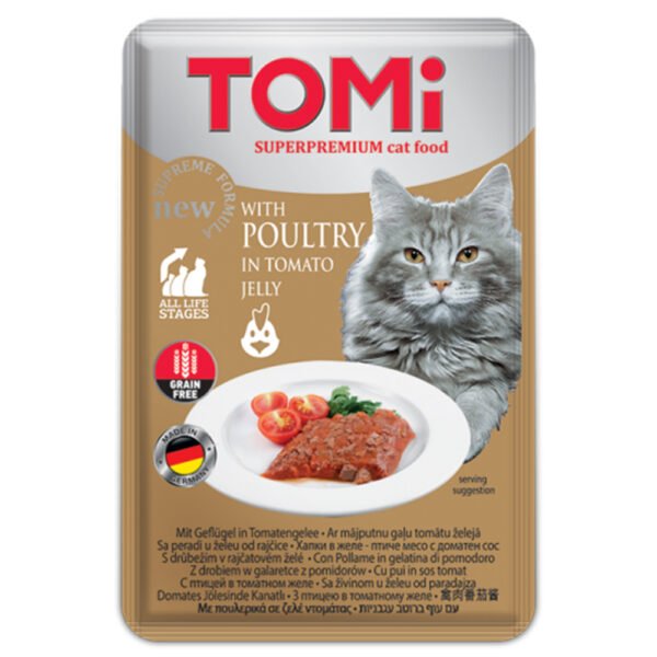 TOMi Super Premium Cat Wet Food for cats poultry in tomato jelly pouch 100 gm