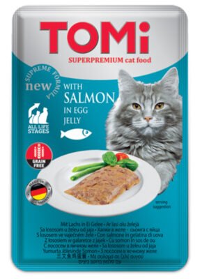 TOMi Super Premium Cat Wet Food for cats – salmon in egg jelly pouch 100 gm