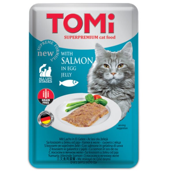 TOMi Super Premium Cat Wet Food for cats – salmon in egg jelly pouch 100 gm