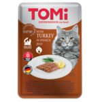 TOMi Super Premium Cat Wet Food for cats – turkey with spinach jelly pouch 100 gm