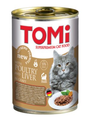 TOMi Super Premium Cat Wet Food for cats – poultry and liver Can 400 gm