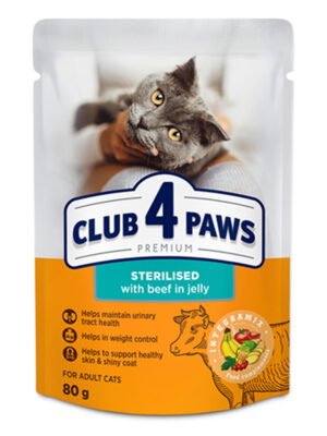 CLUB 4 PAWS PREMIUM for adult cats With beef in jelly 80 gm