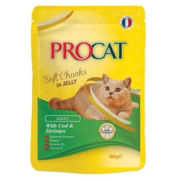 ProCat Cat Wet Food Pouch with cod and shrimp Flavour in  Jelly 100g