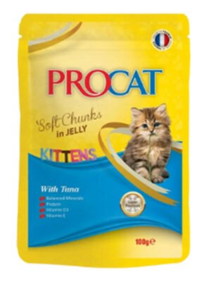 ProCat Kitten Cat Wet Food Pouch With Tuna Soft Chunks Flavour in Jelly 100g