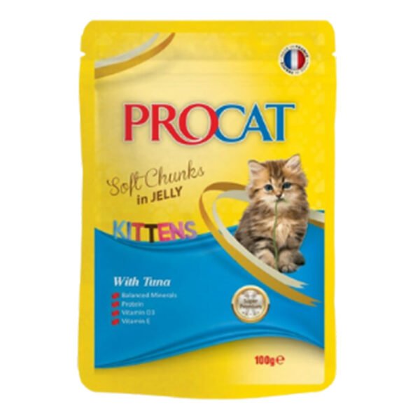 ProCat Kitten Cat Wet Food Pouch With Tuna Soft Chunks Flavour in Jelly 100g